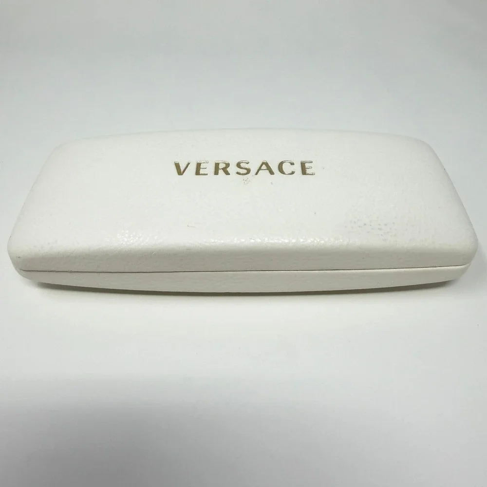 Versace Hard Shell Eyeglass Case White Leather‎ Look Logo